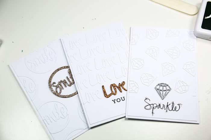 Clean and simple cards with faux embossing